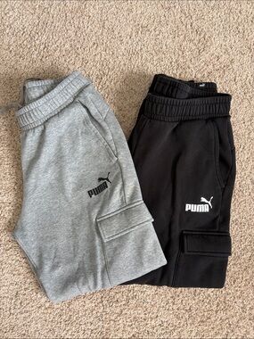 Puma Men’s Cargo Joggers in Gray and Black